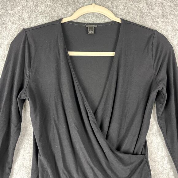 J Crew Bodysuit Womens XS Black Surplice Wrap Long Sleeve Modal Blend Stretchy - Picture 3 of 13